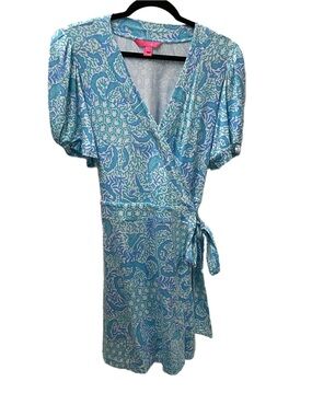 NWOT Lilly Pulitzer Turquoise, Teal & White wrap dress romper